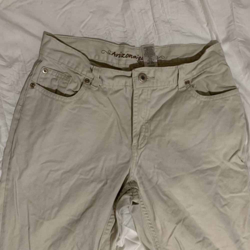 arizona khaki high waisted flare pants